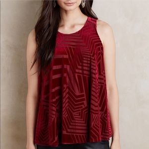 Anthropologie Velvet Patterned Swing Tank Top
